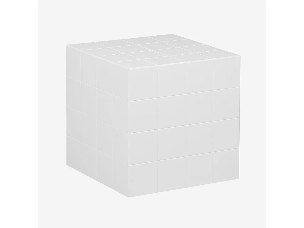 Tavolino cubico effetto piastrelle di cemento, bianco