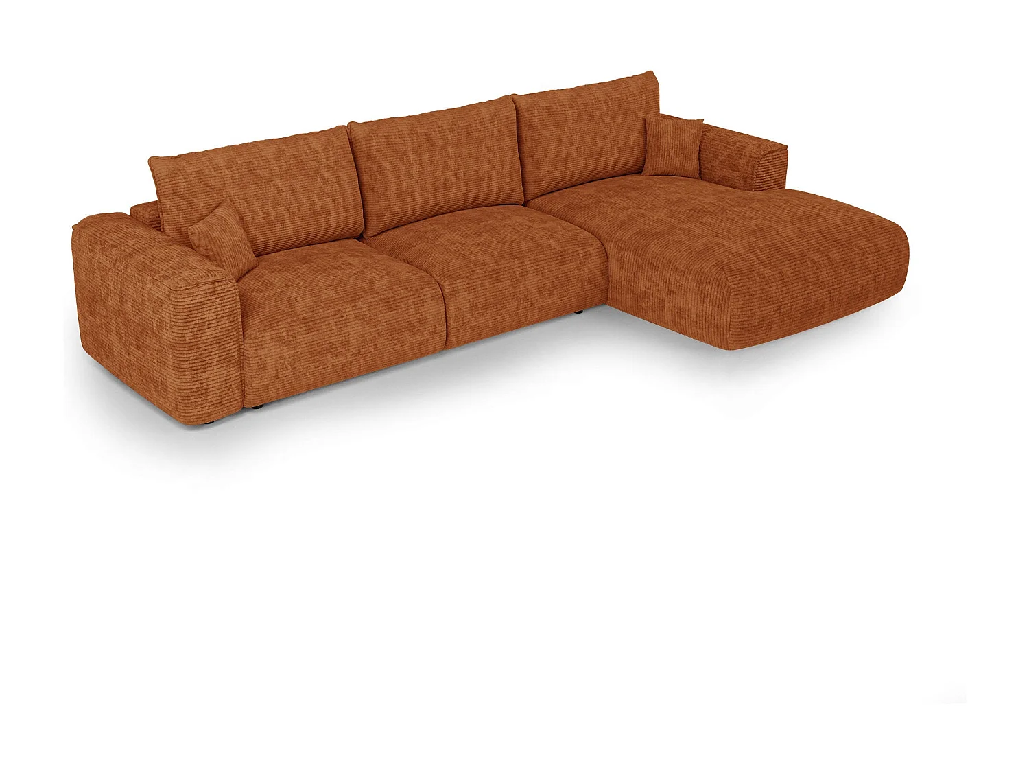 Canapé d'angle droit convertible avec coffre COMO en Velours côtelé