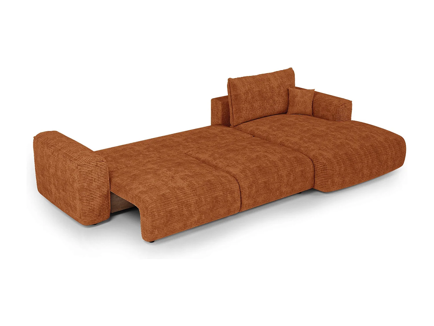 Canapé d'angle droit convertible avec coffre COMO en Velours côtelé