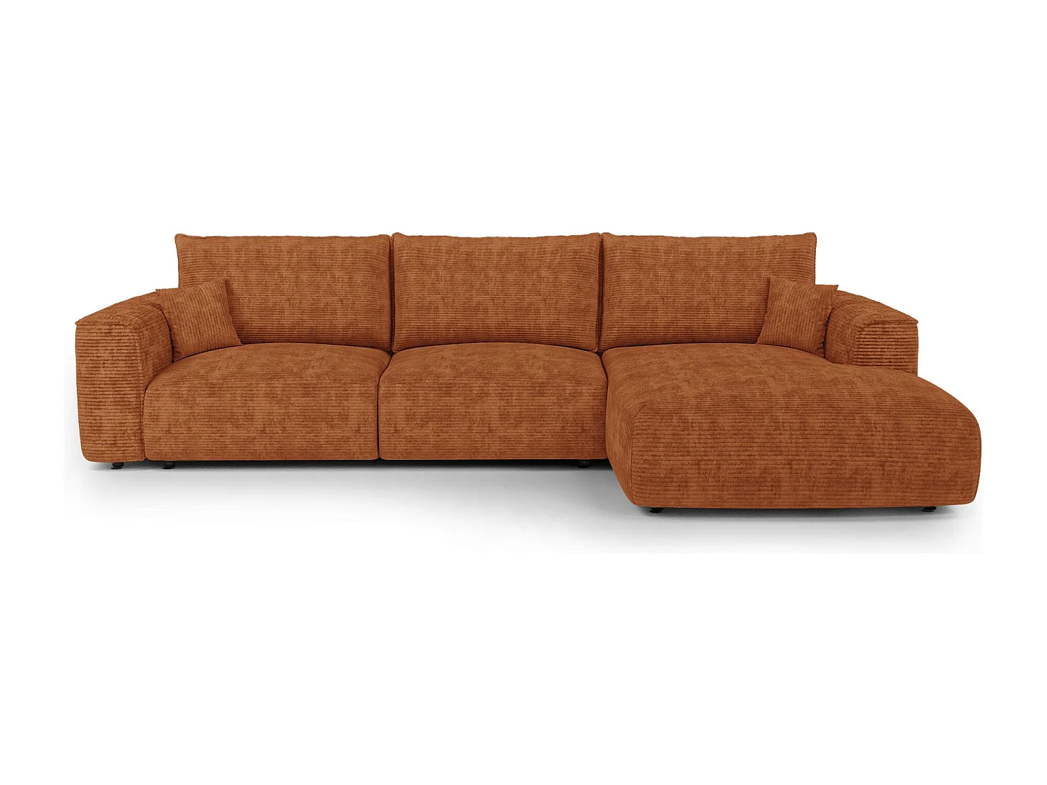 Canapé d'angle droit convertible avec coffre COMO en Velours côtelé