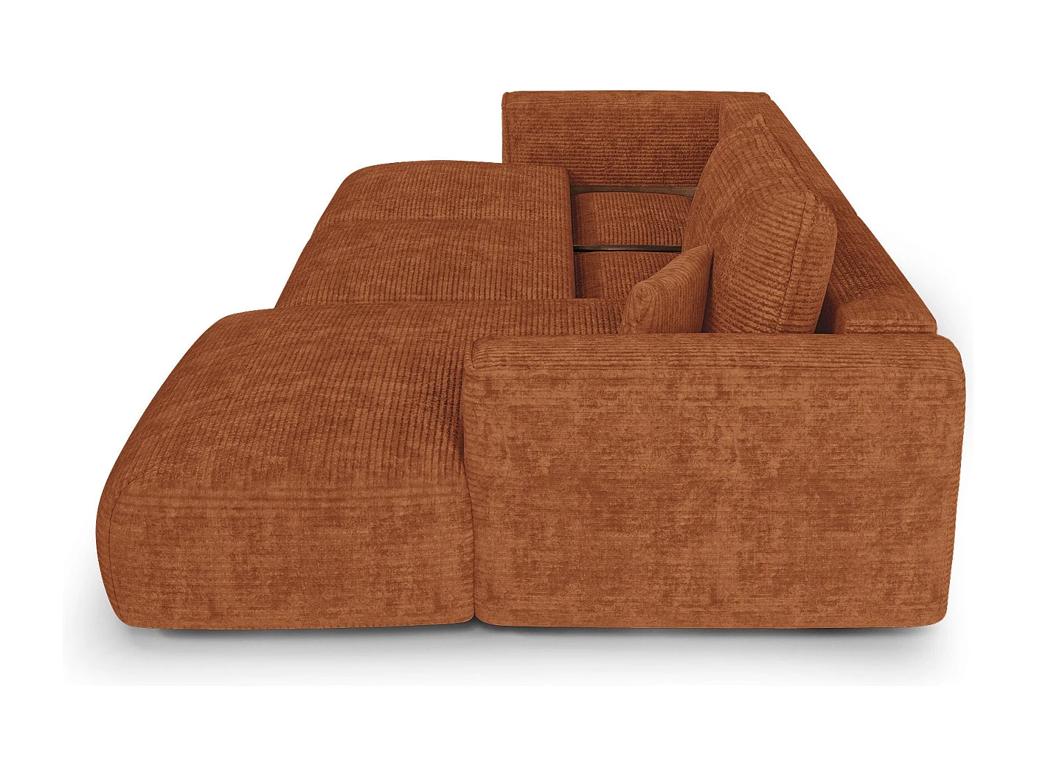 Canapé d'angle droit convertible avec coffre COMO en Velours côtelé