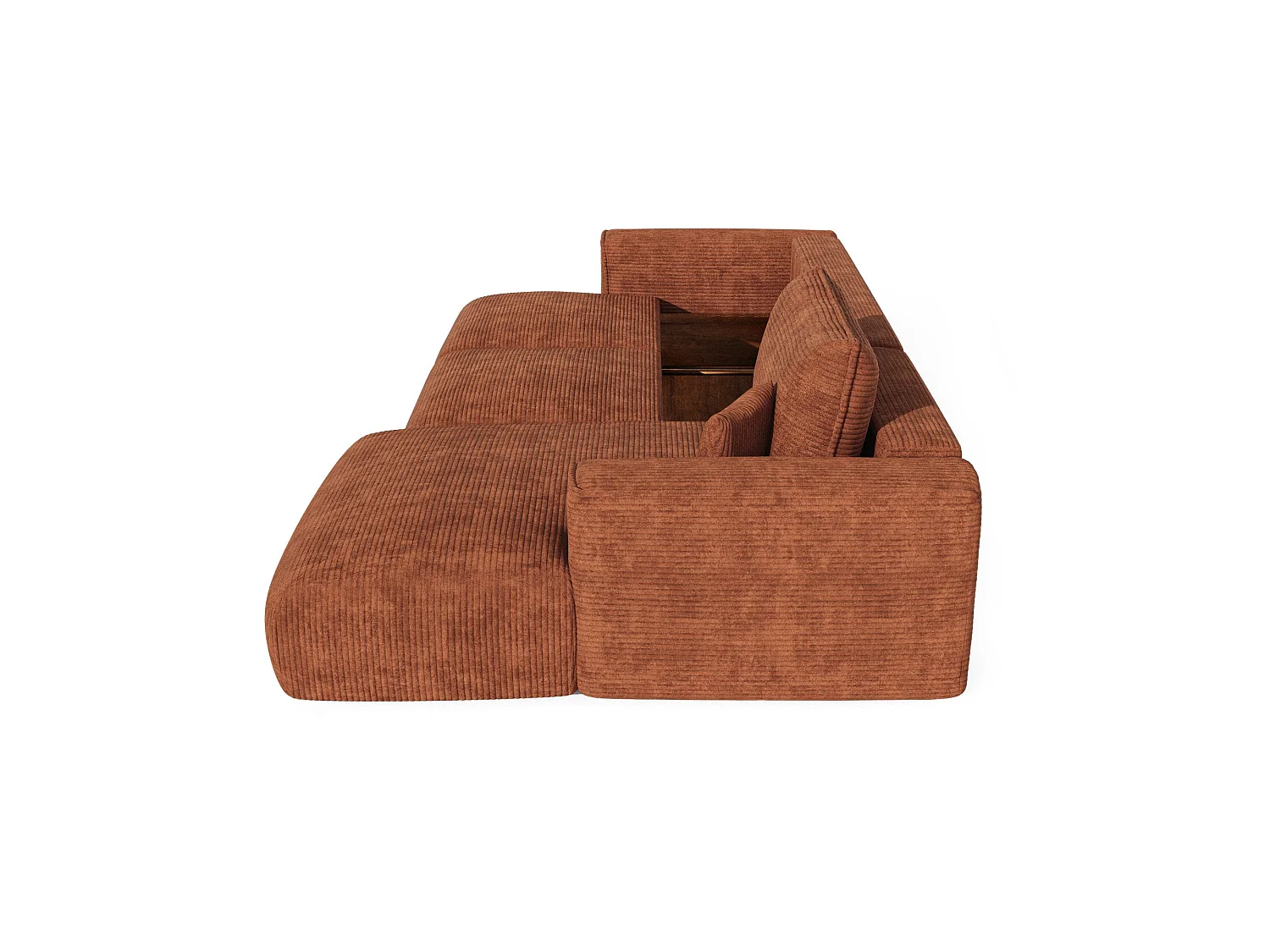 Canapé d'angle droit convertible avec coffre COMO en Velours côtelé