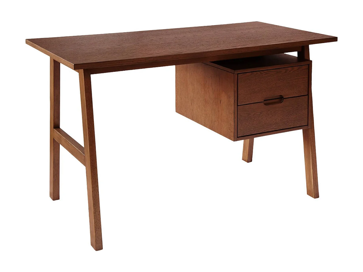 Scrivania in legno di hevea e impiallacciatura di quercia con 2