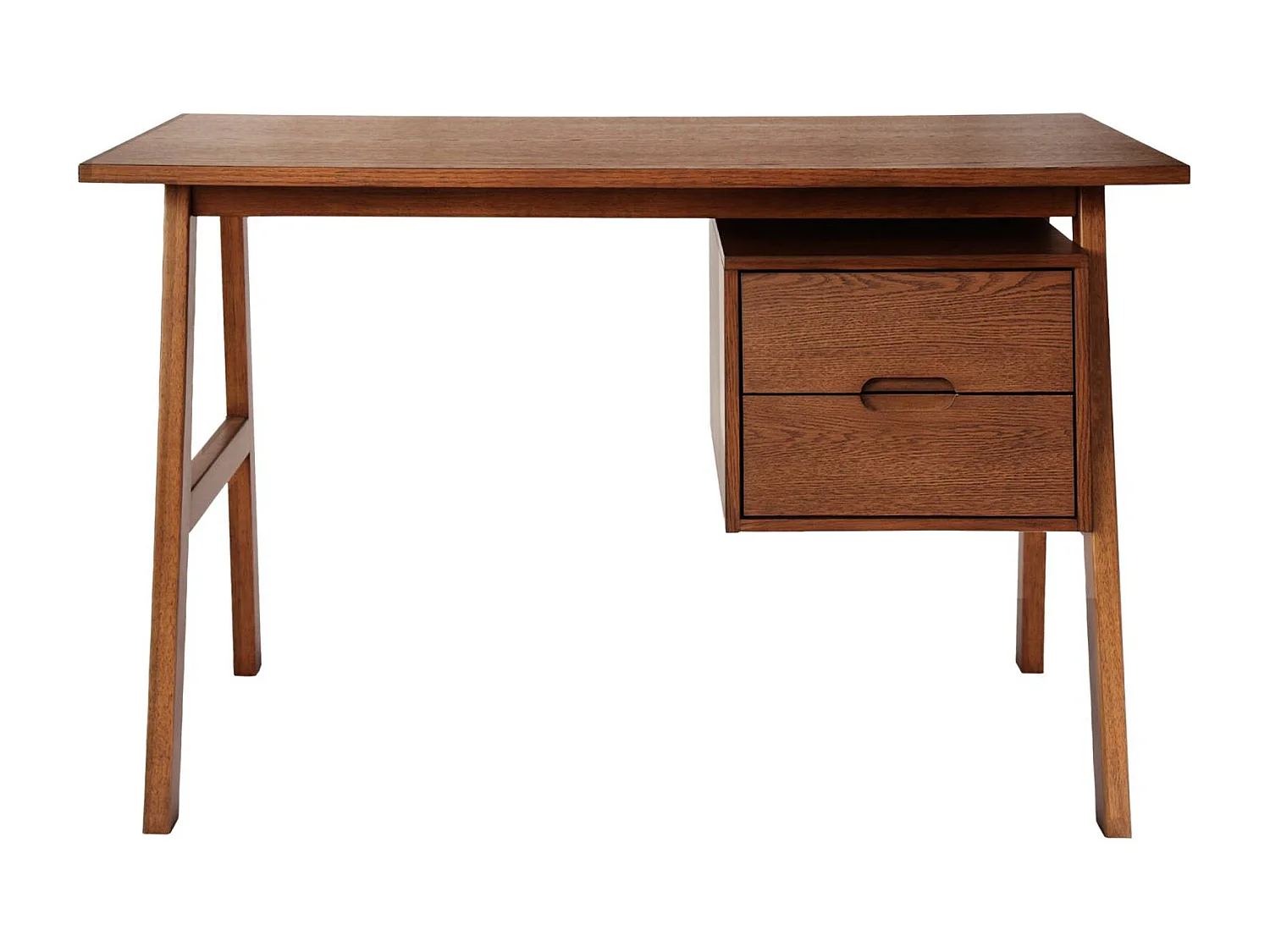 Scrivania in legno di hevea e impiallacciatura di quercia con 2