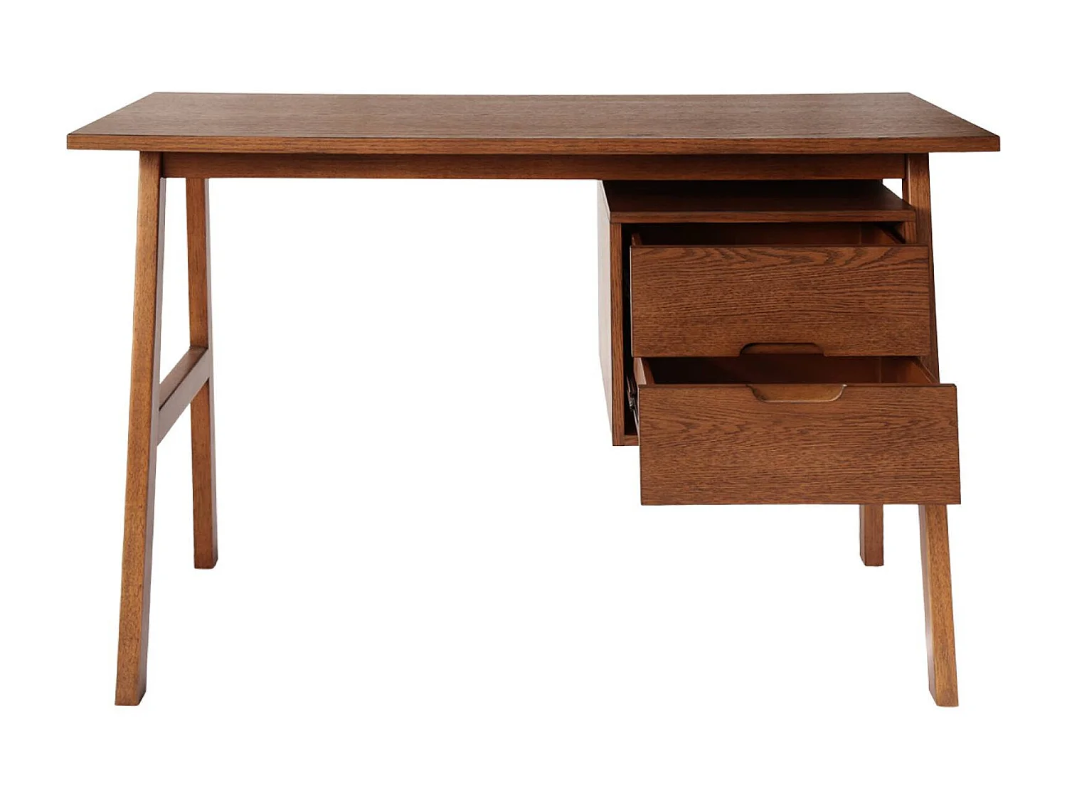 Scrivania in legno di hevea e impiallacciatura di quercia con 2