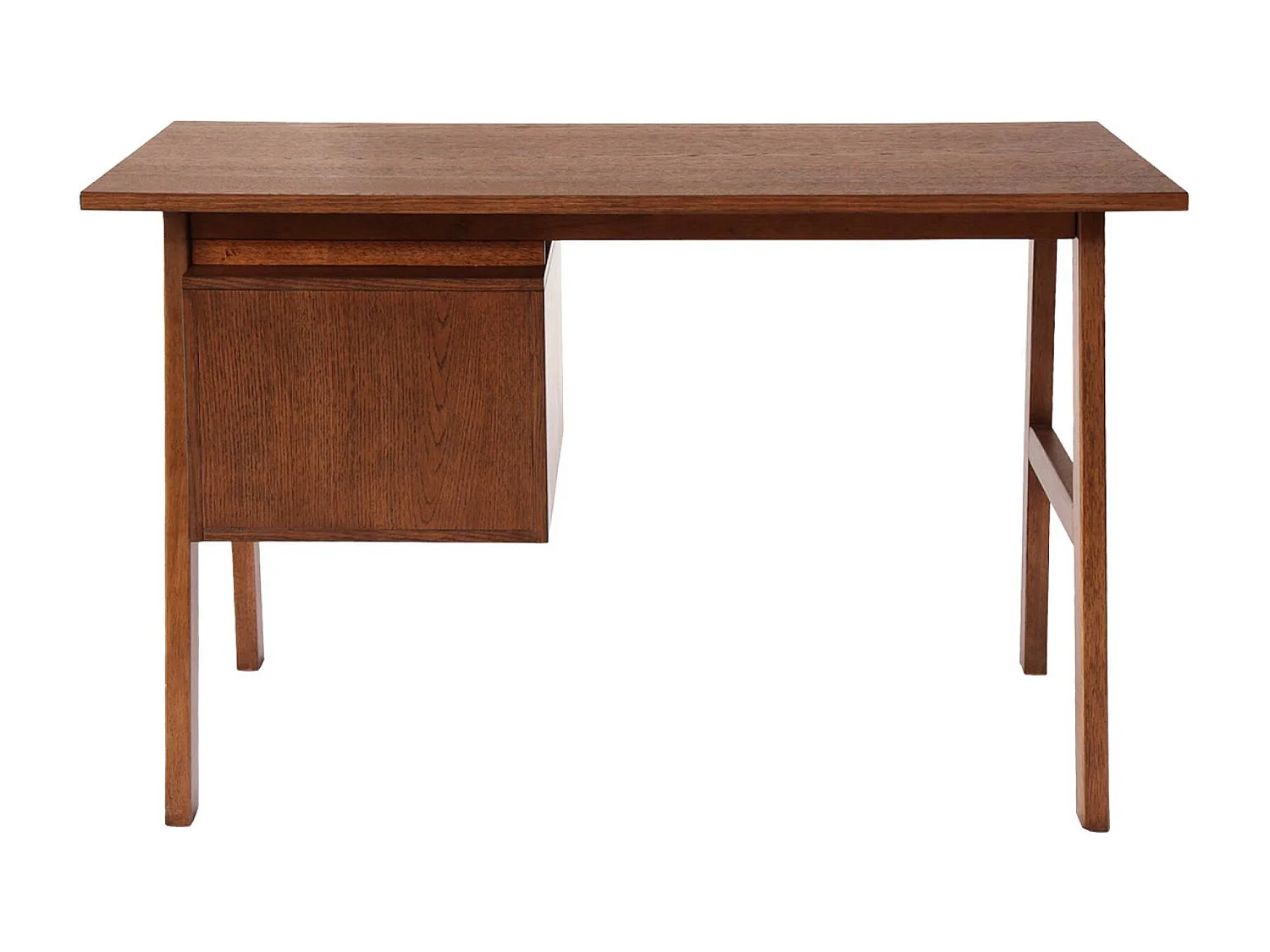 Scrivania in legno di hevea e impiallacciatura di quercia con 2