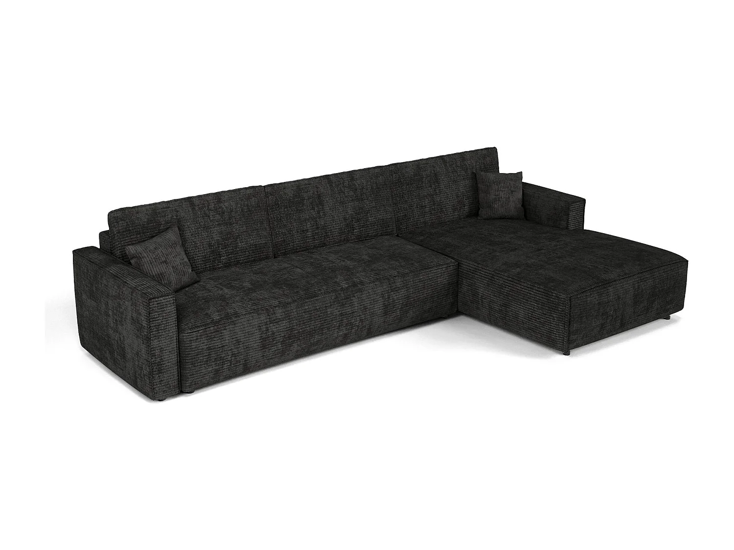 Canapé d'angle droit convertible avec coffre  en Velours côtelé