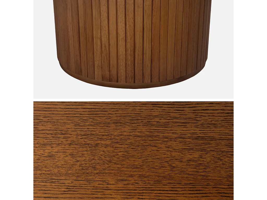 Table à manger oblongue bois d'hévéa et placage chêne 6-8 places noyer - Esteban