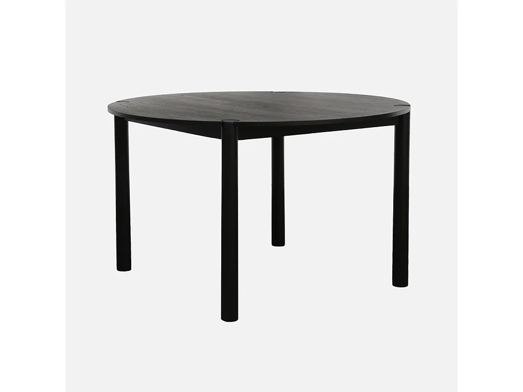 Table à manger ronde bois d'hévéa 4 places noir - Clémence