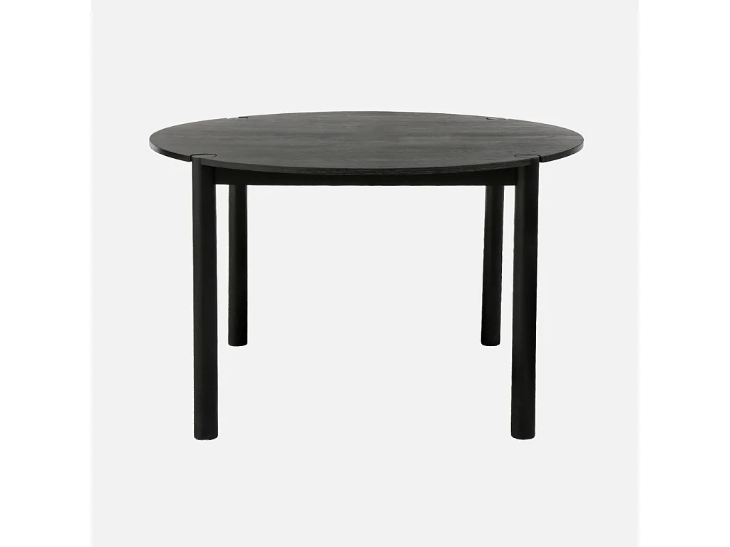 Table à manger ronde bois d'hévéa 4 places noir - Clémence