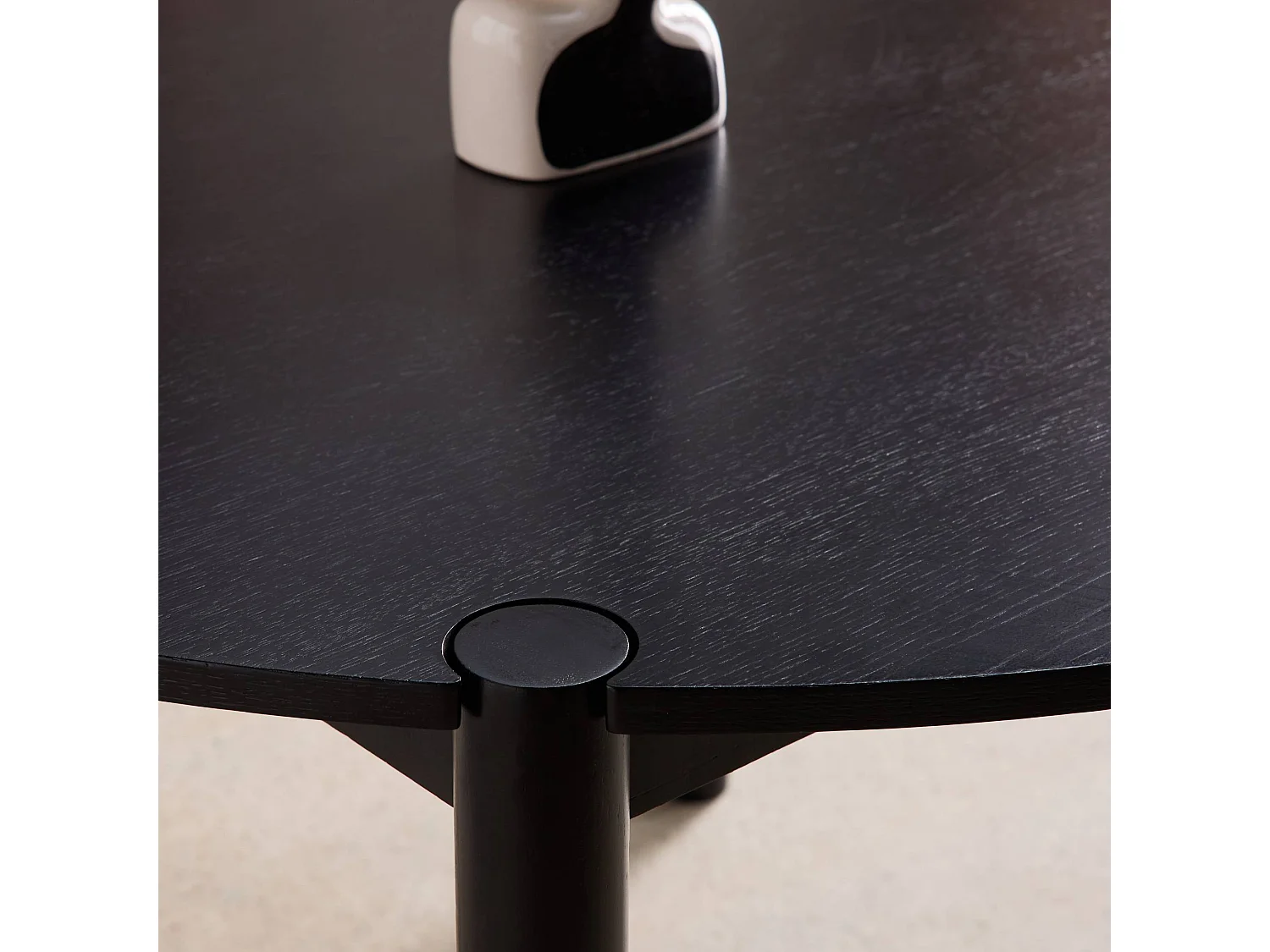 Mesa de comedor redonda de madera de hevea, 4 plazas   negro