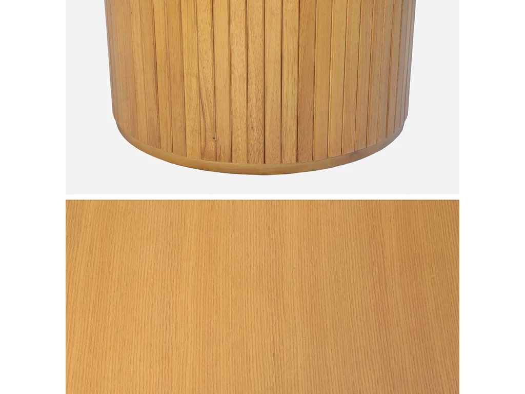 Table à manger oblongue bois d'hévéa et placage chêne 6-8 places naturel - Esteban