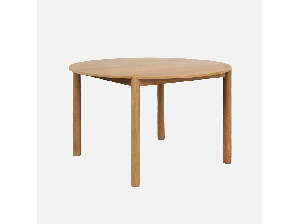 Table à manger ronde bois d'hévéa 4 places naturel - Clémence