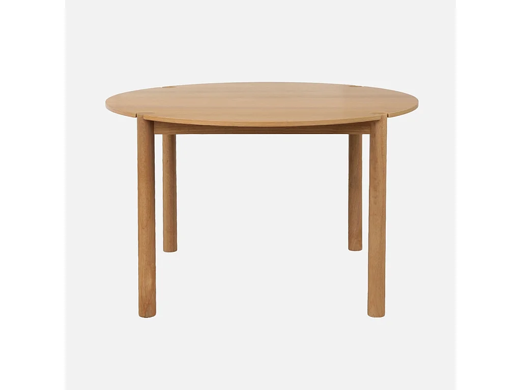 Table à manger ronde bois d'hévéa 4 places naturel - Clémence