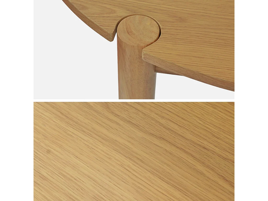 Table à manger ronde bois d'hévéa 4 places naturel - Clémence