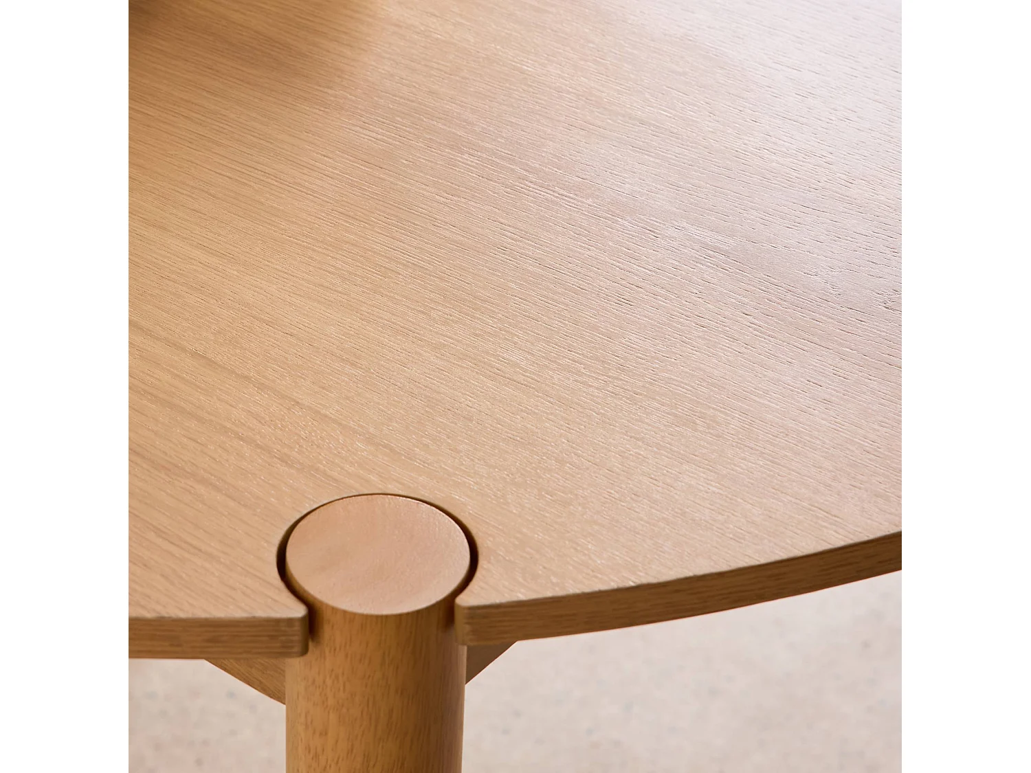 Mesa de comedor redonda de madera de hevea, 4 plazas   natural