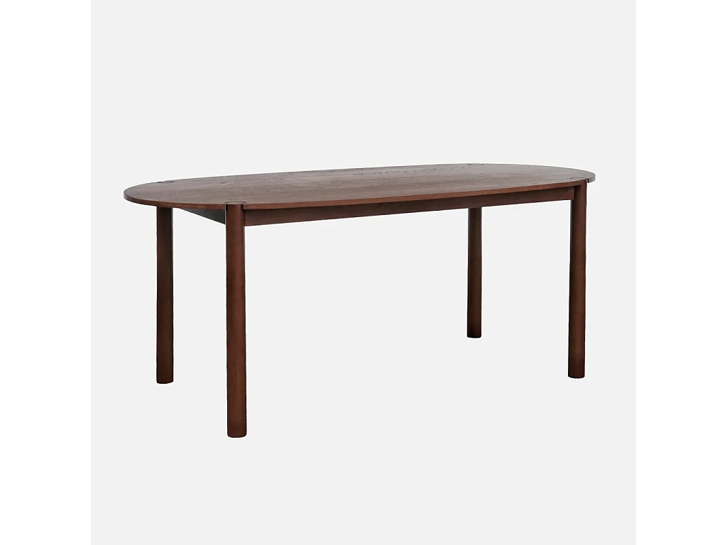 Table à manger ovale bois d'hévéa 6 places noyer  - Constance