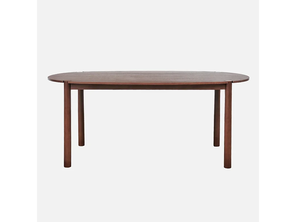 Table à manger ovale bois d'hévéa 6 places noyer  - Constance