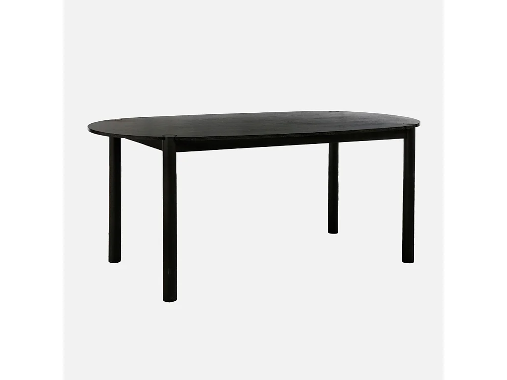 Table à manger ovale bois d'hévéa 6 places noir - Constance