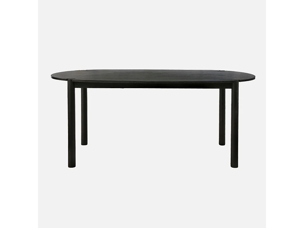 Table à manger ovale bois d'hévéa 6 places noir - Constance