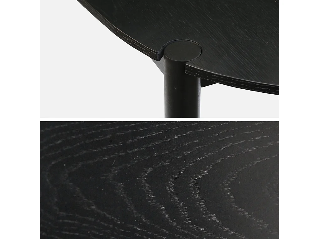 Table à manger ovale bois d'hévéa 6 places noir - Constance