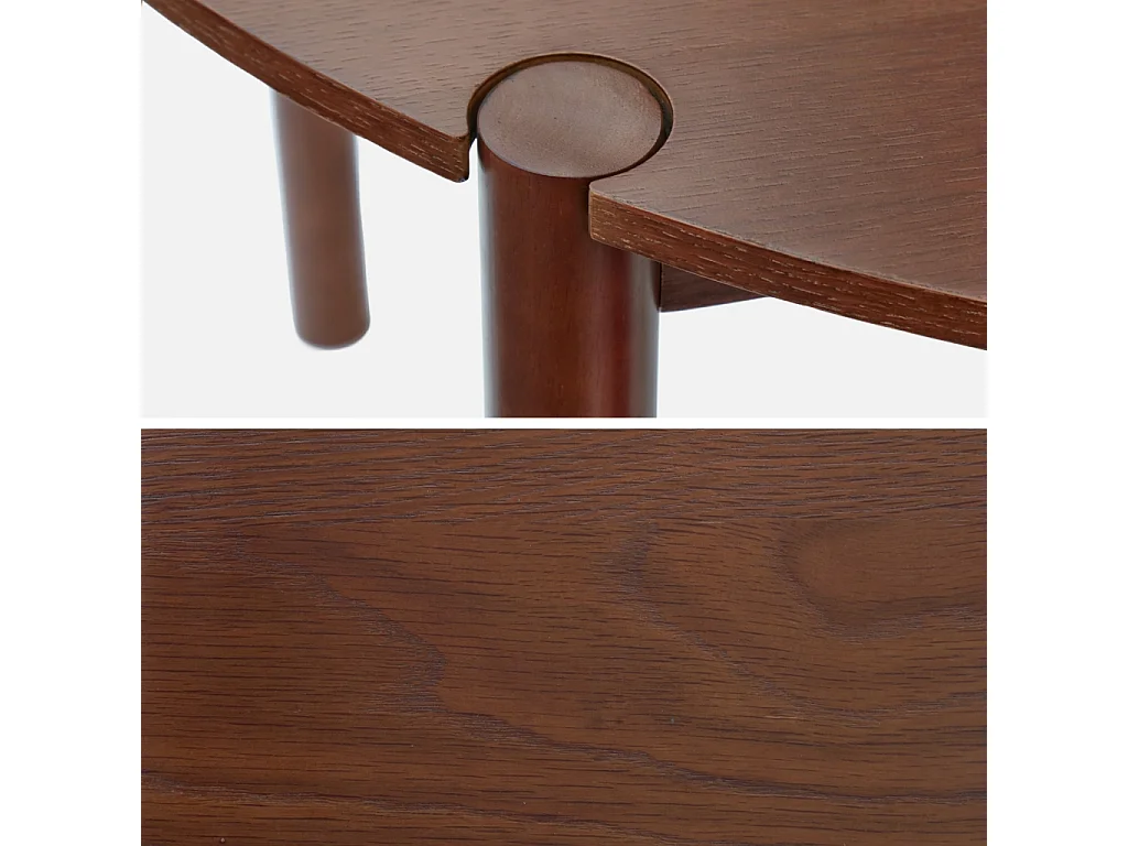 Table à manger ronde bois d'hévéa 4 places noyer - Clémence