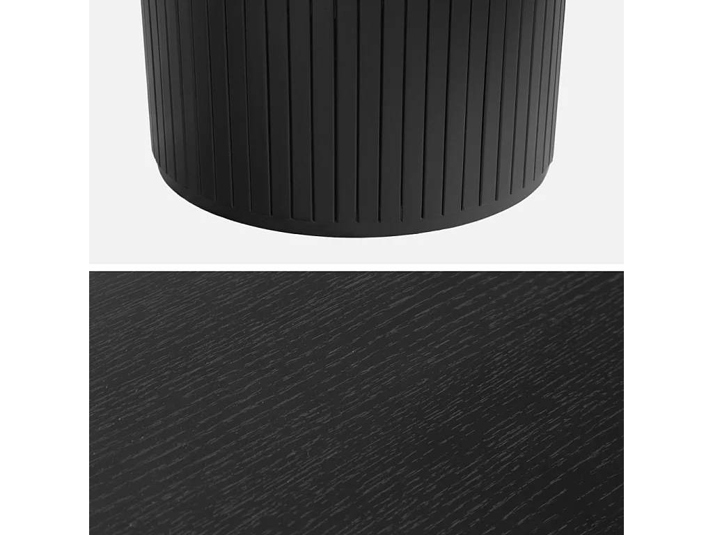 Table à manger oblongue bois d'hévéa et placage chêne 6-8 places noir - Esteban