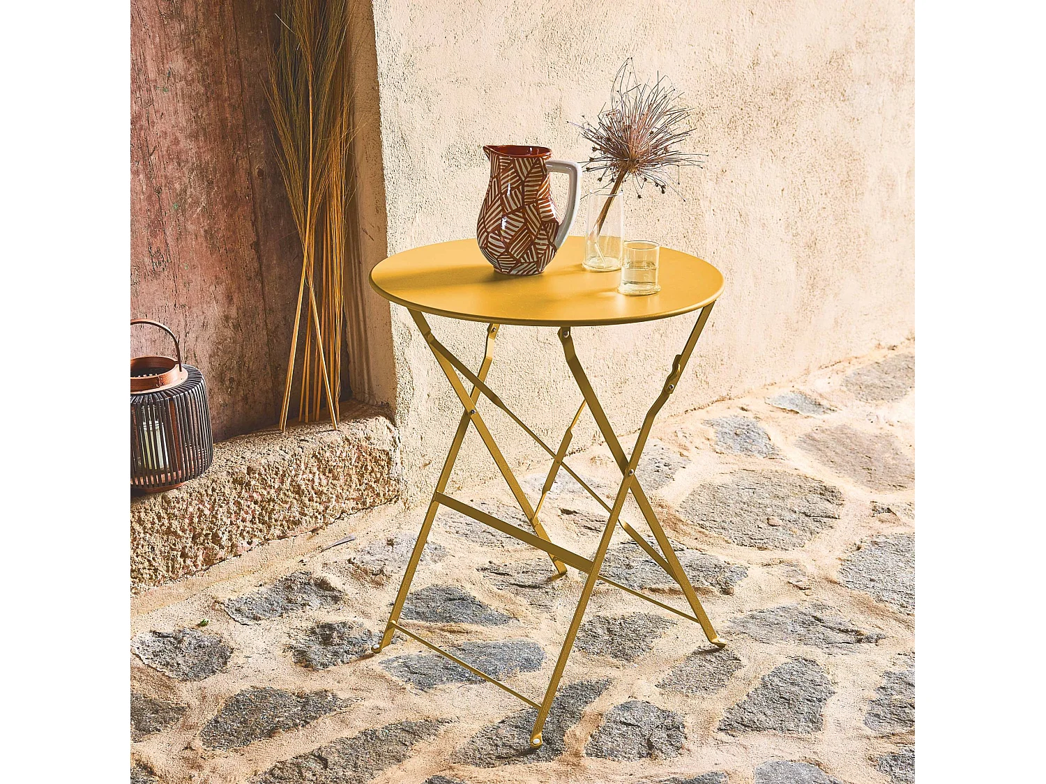 Table de jardin bistrot ronde Ø60cm pliable en acier thermolaqué
