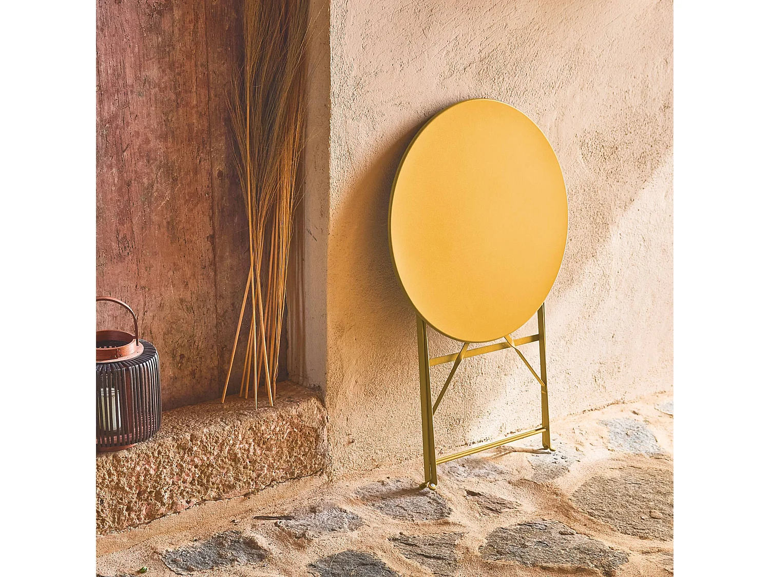 Table de jardin bistrot ronde Ø60cm pliable en acier thermolaqué