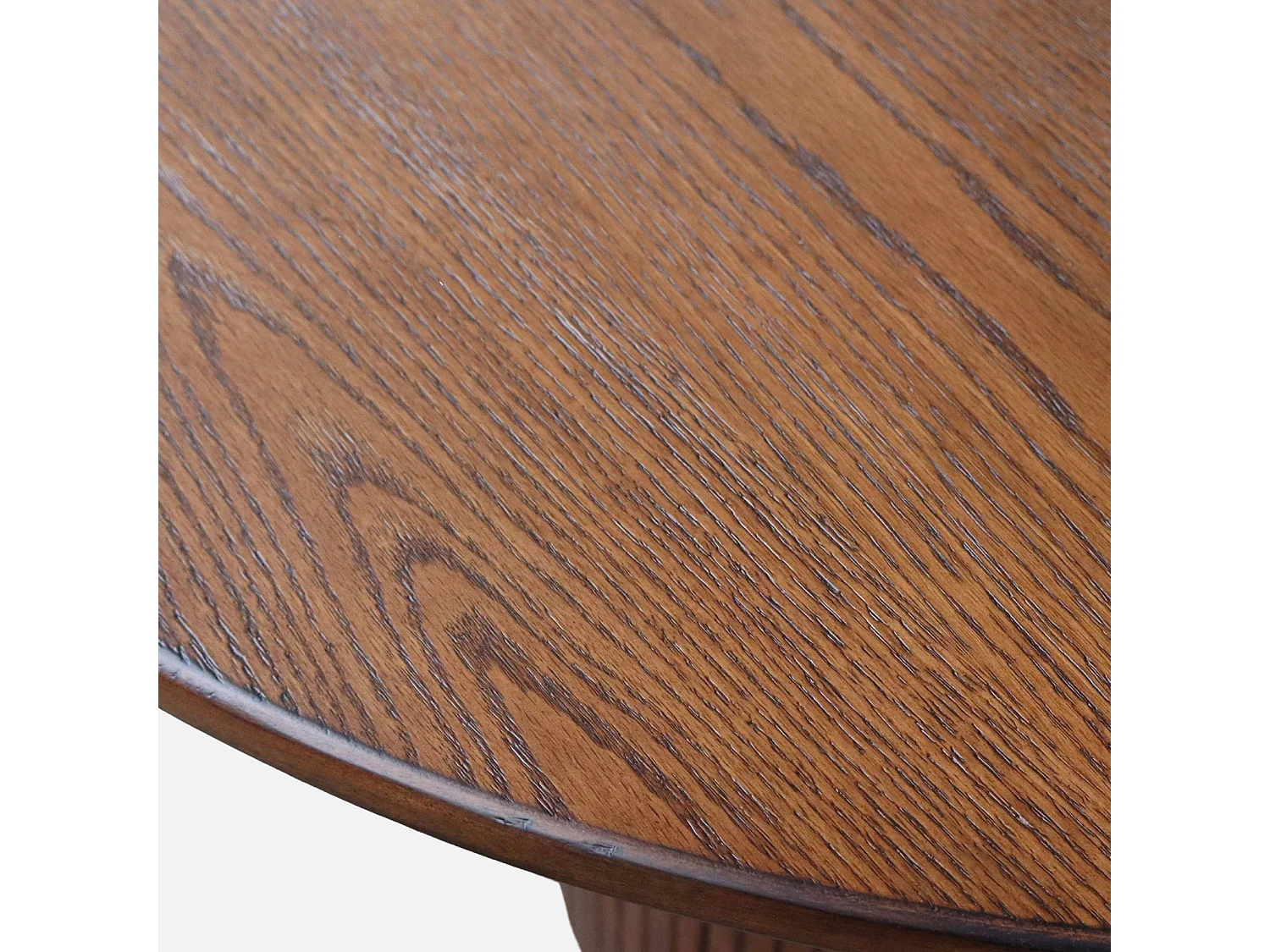 Table à manger oblongue bois d'hévéa et placage chêne 8 places noyer - L 220 x P 100 x H 73 cm - Estelle