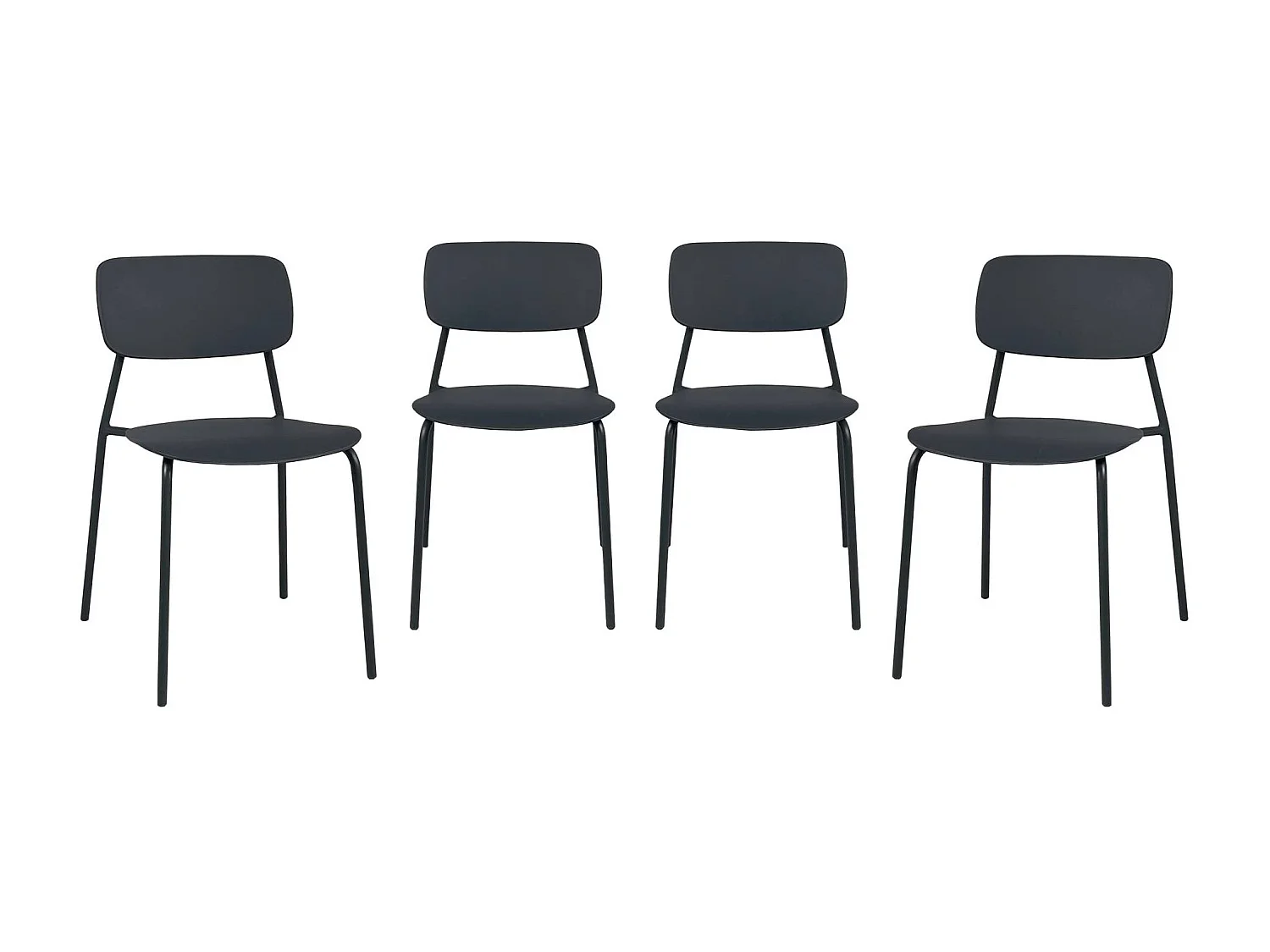 Silla de jardín apilable de acero, set de 4 antracita