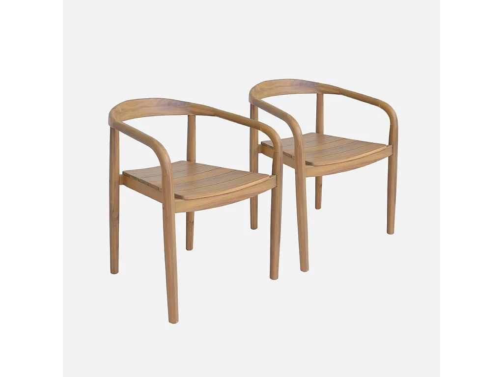 Lot de 2 fauteuils de jardin bois d'acacia couleur teck - Naio