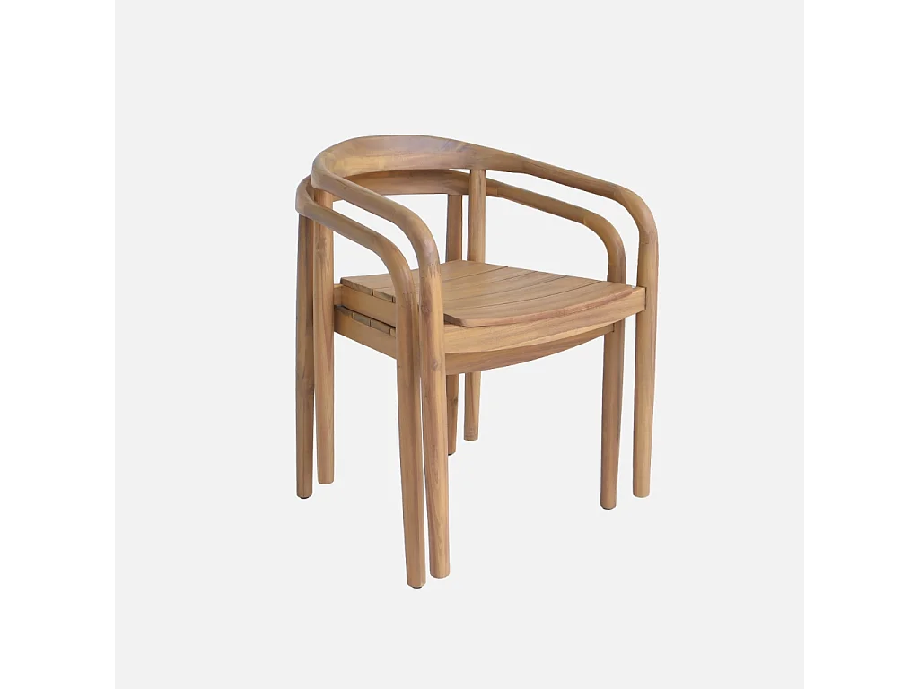 Lot de 2 fauteuils de jardin bois d'acacia couleur teck - Naio