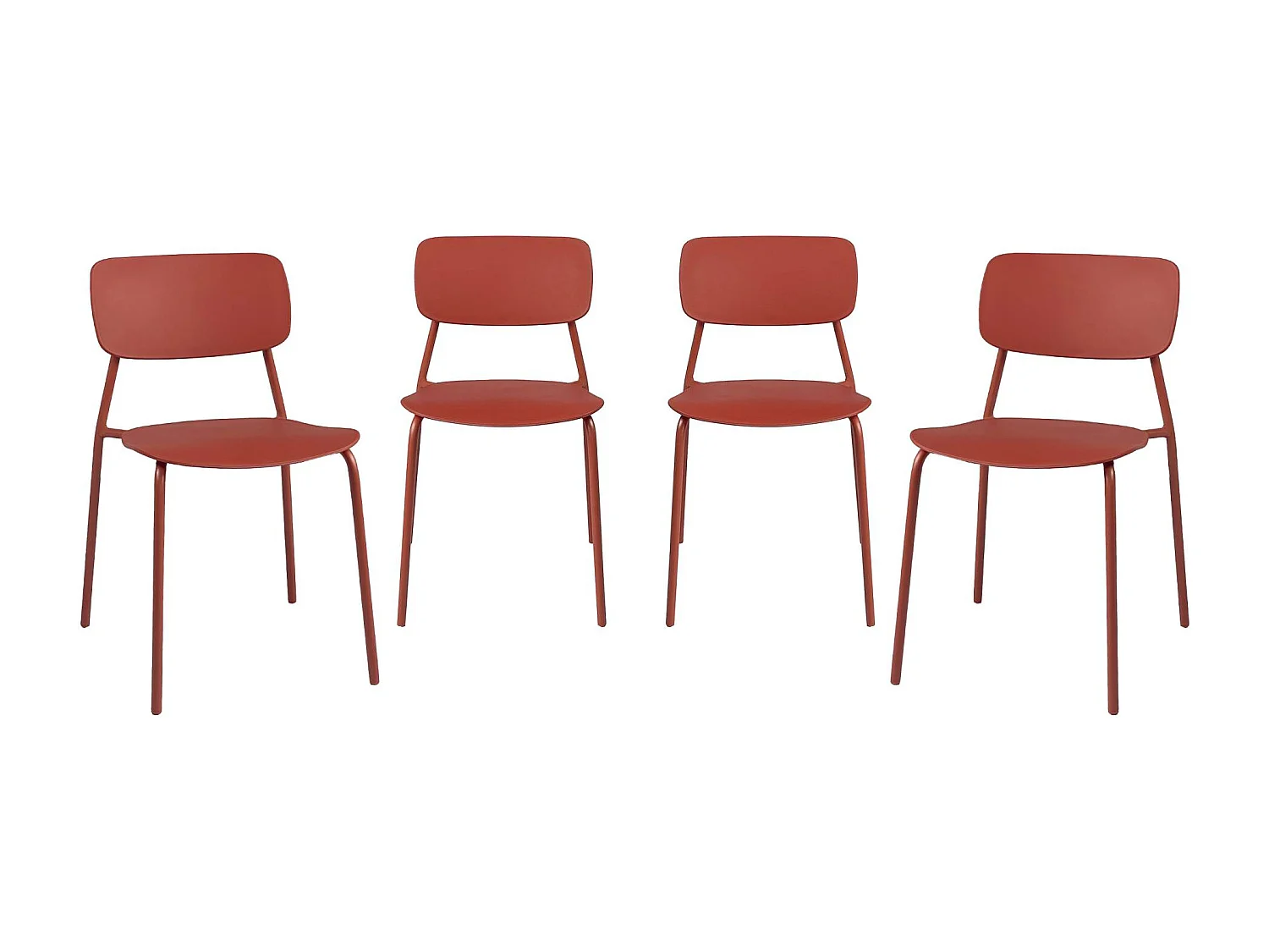 Lot de 4 chaises de jardin empilables acier et plastique terracotta - Liva