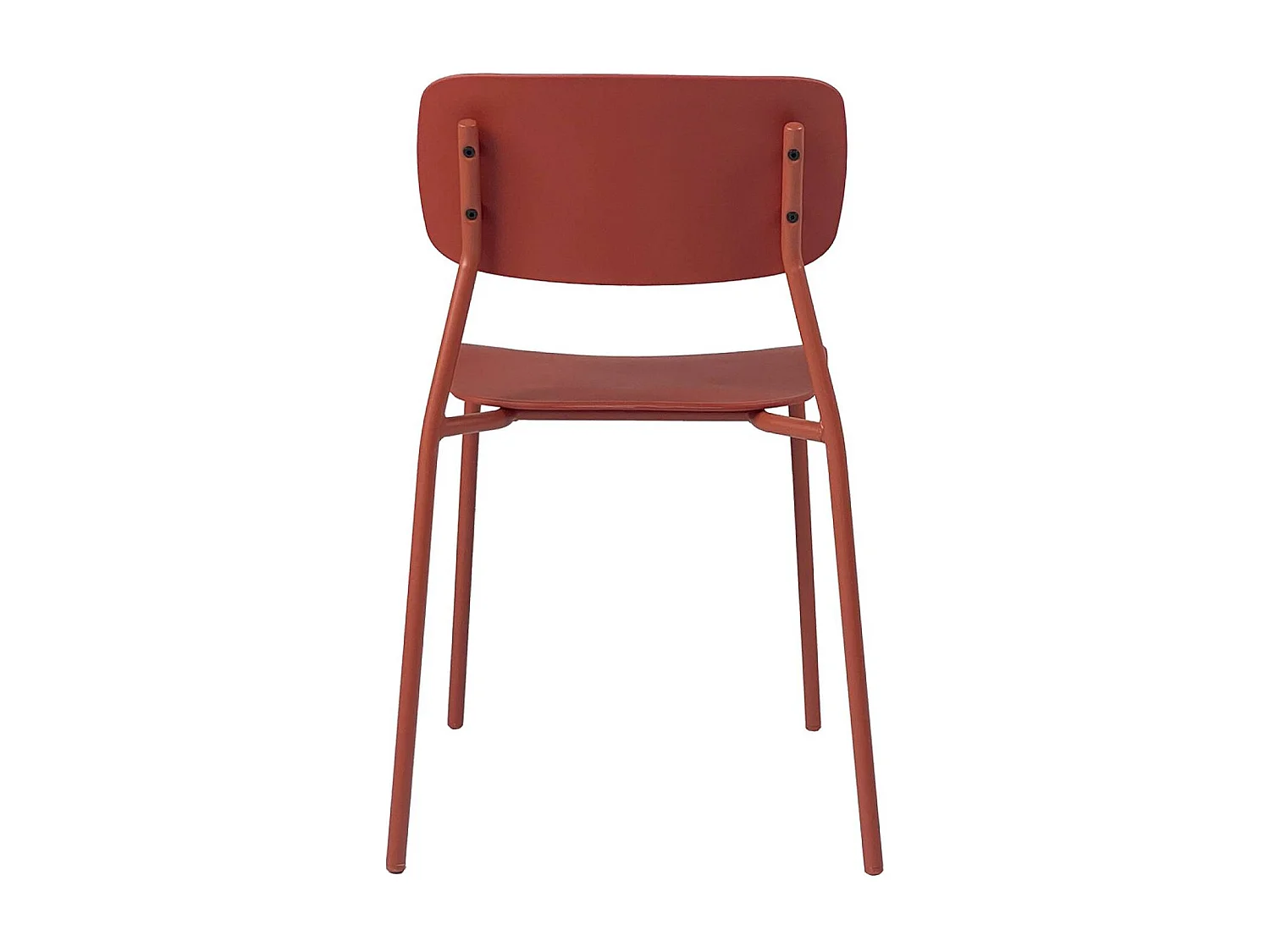 Lot de 4 chaises de jardin empilables acier et plastique terracotta - Liva