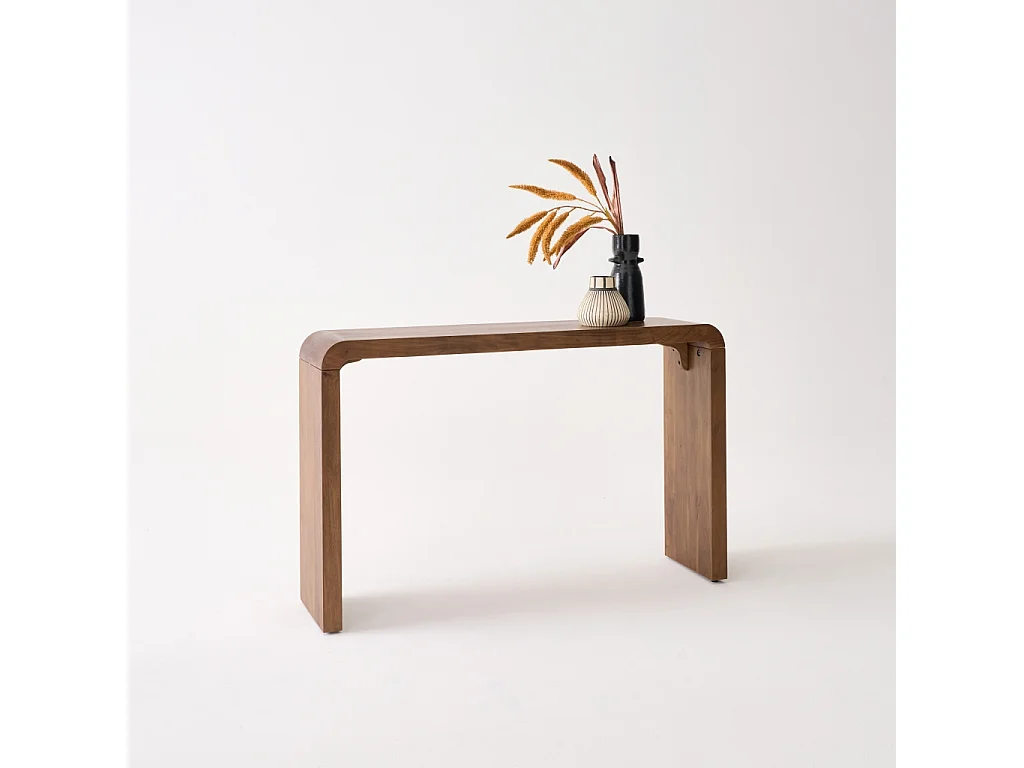Consola exótica de madera de acacia, 120cm nogal