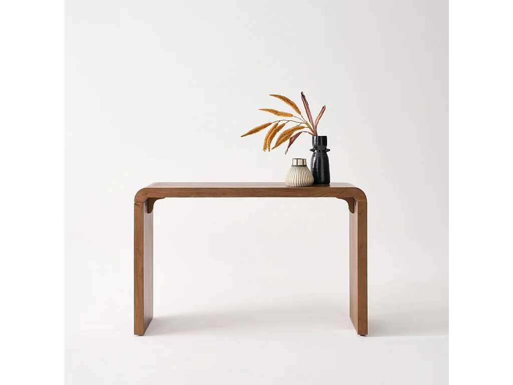 Consola exótica de madera de acacia, 120cm nogal