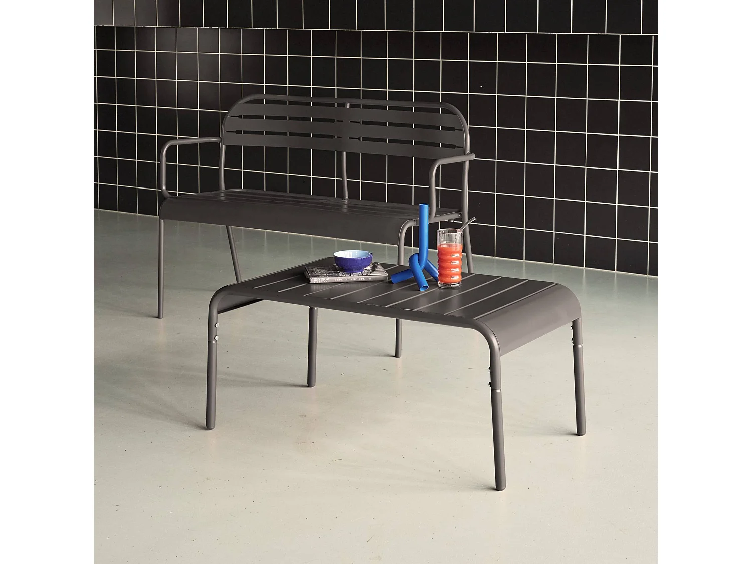 Tavolino da giardino in acciaio, 90 cm, antracite