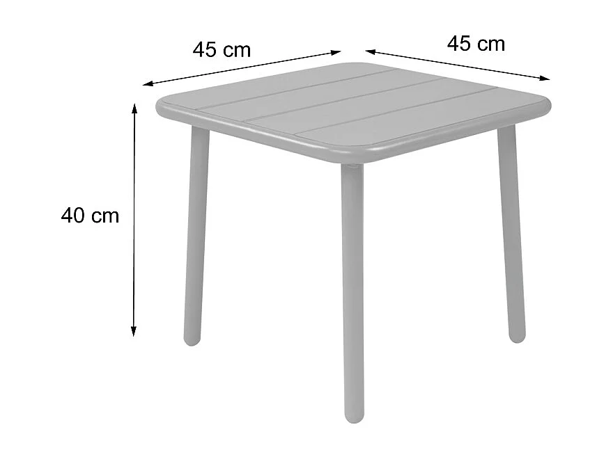 Table basse de jardin carrée acier 45cm anthracite - Amélia