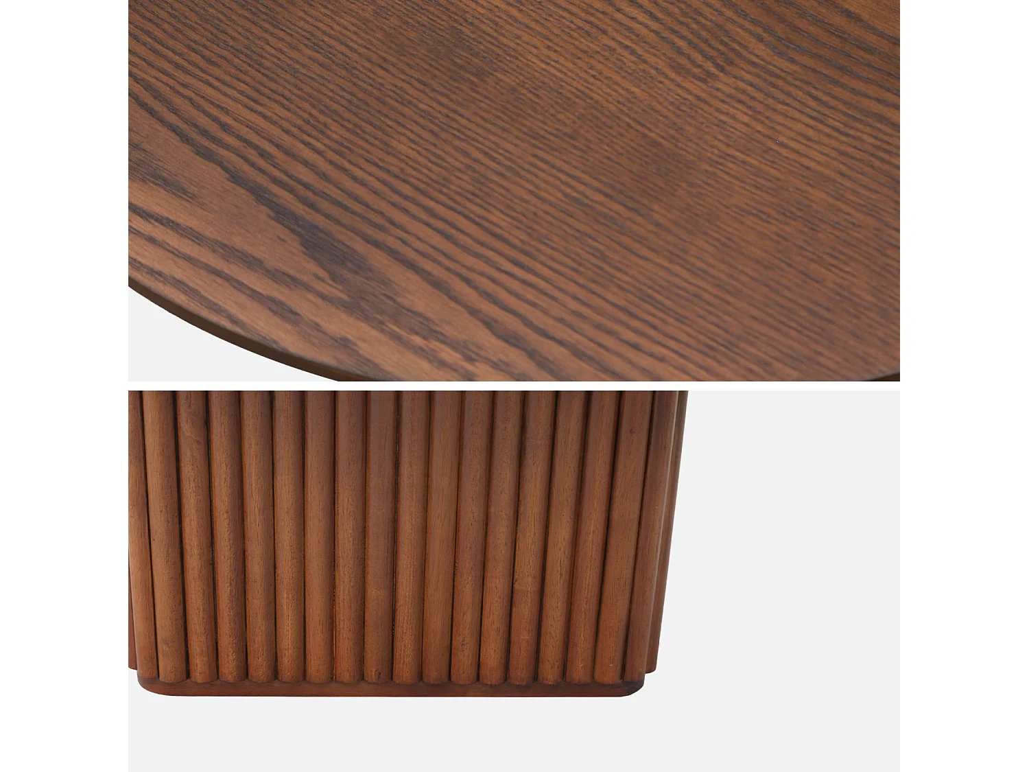Table basse ovale bois d'hévéa placage chêne teinte noyer - L 122 x P 65 x H 35 cm - Gabrielle