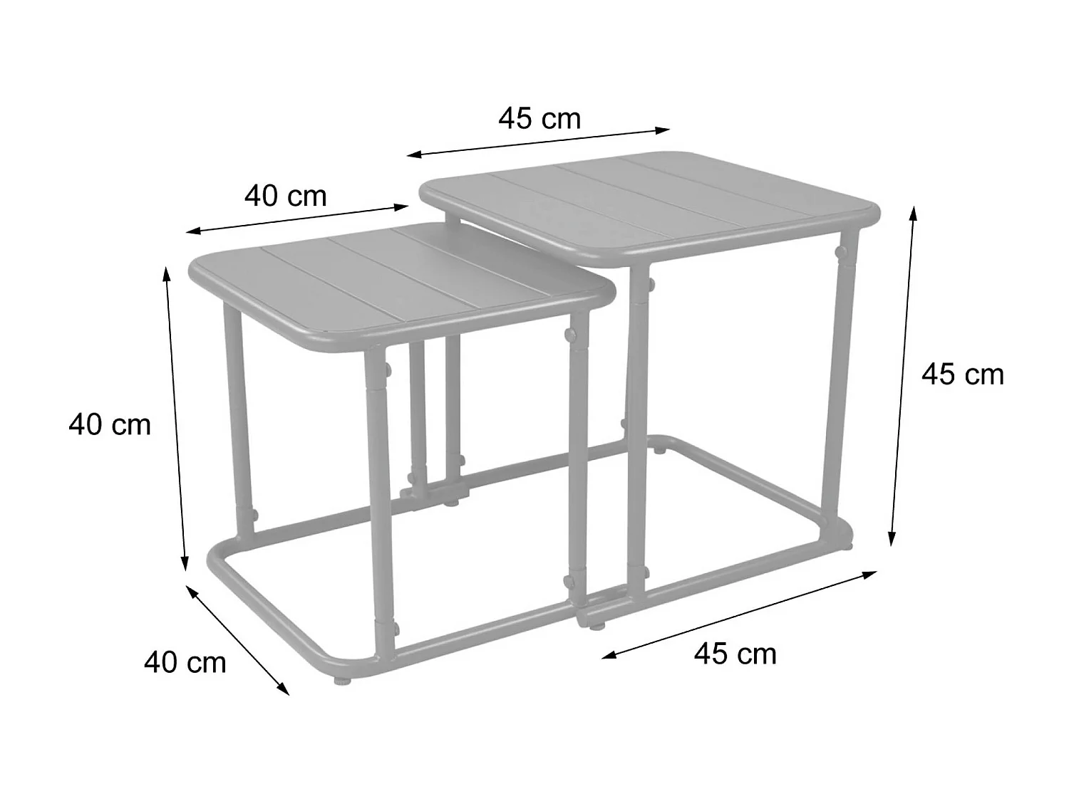 Set tavolini da esterno quadrati in acciaio, beige