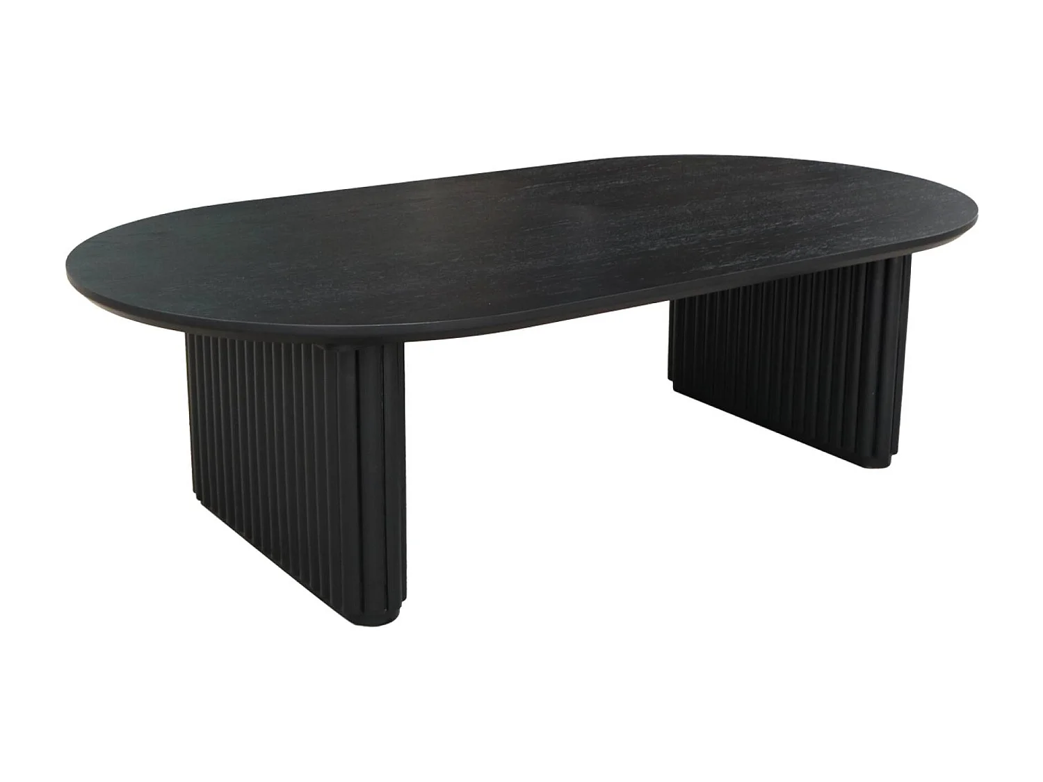 Table basse ovale bois d'hévéa placage chêne noir - L 122 x P 65 x H 35 cm - Gabrielle