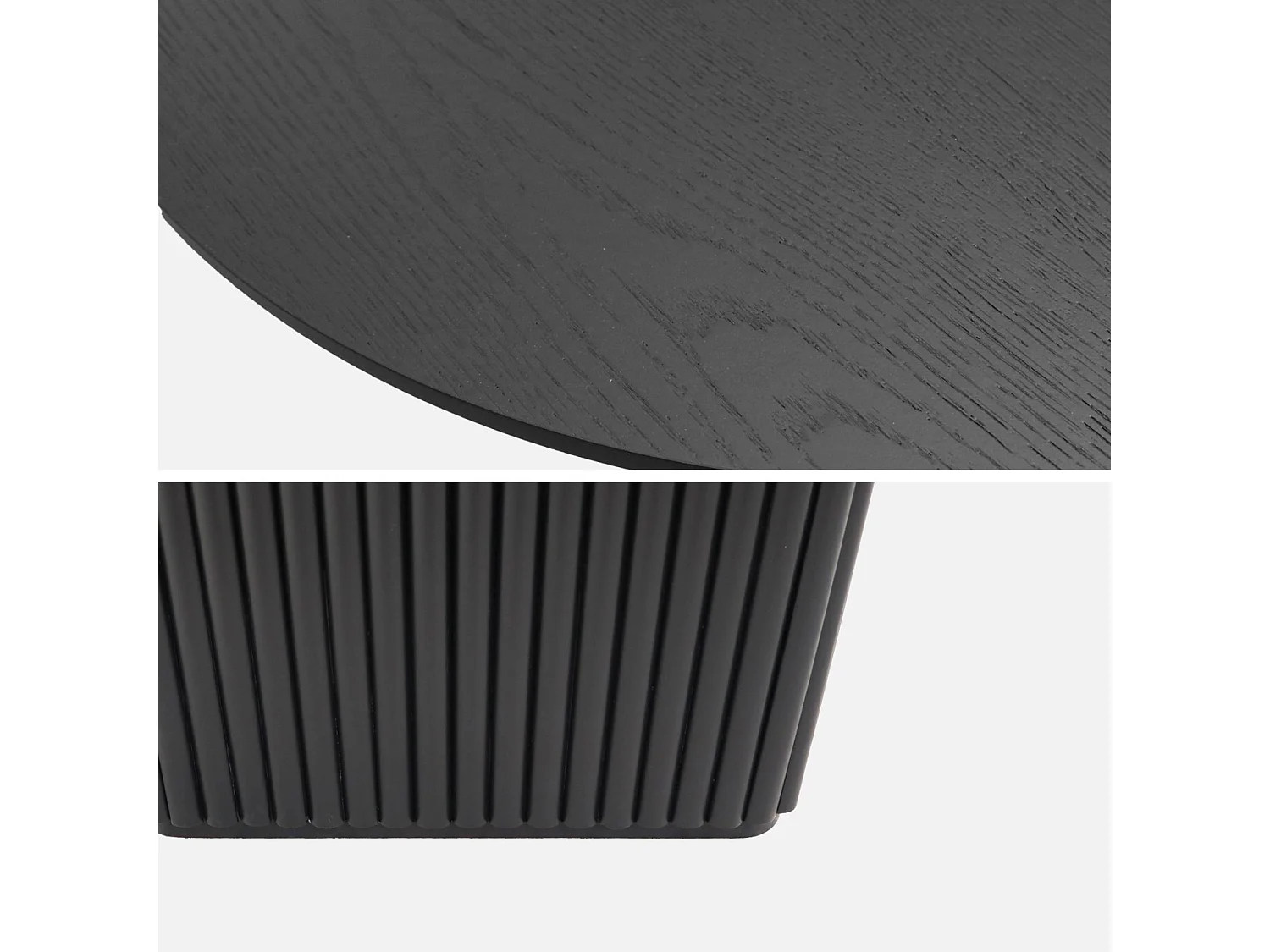 Table basse ovale bois d'hévéa placage chêne noir - L 122 x P 65 x H 35 cm - Gabrielle