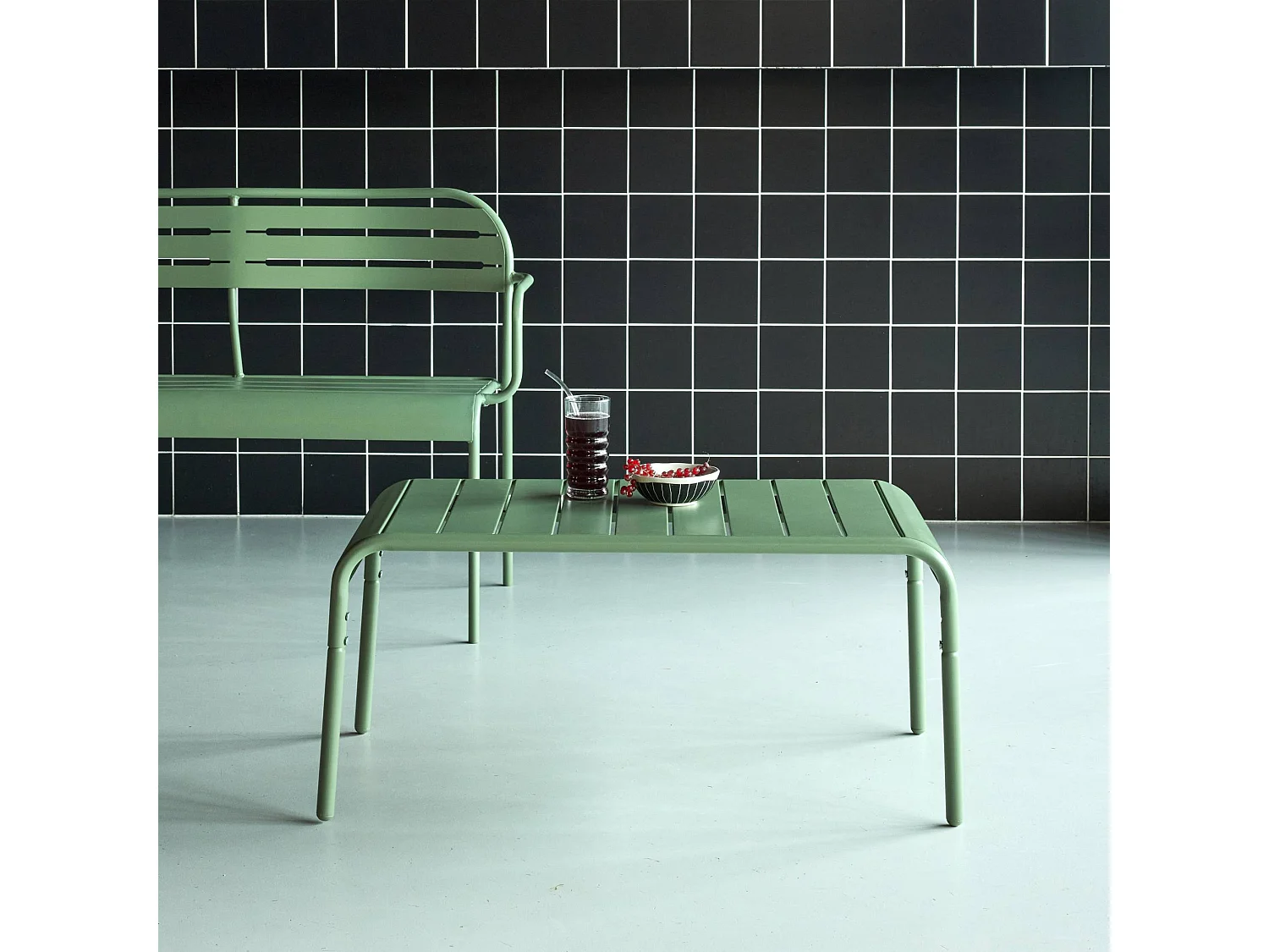 Tavolino da giardino in acciaio, 90 cm, verde