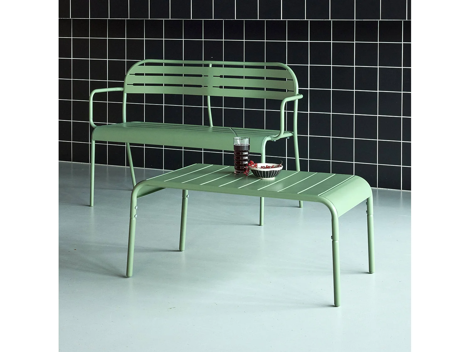 Tavolino da giardino in acciaio, 90 cm, verde