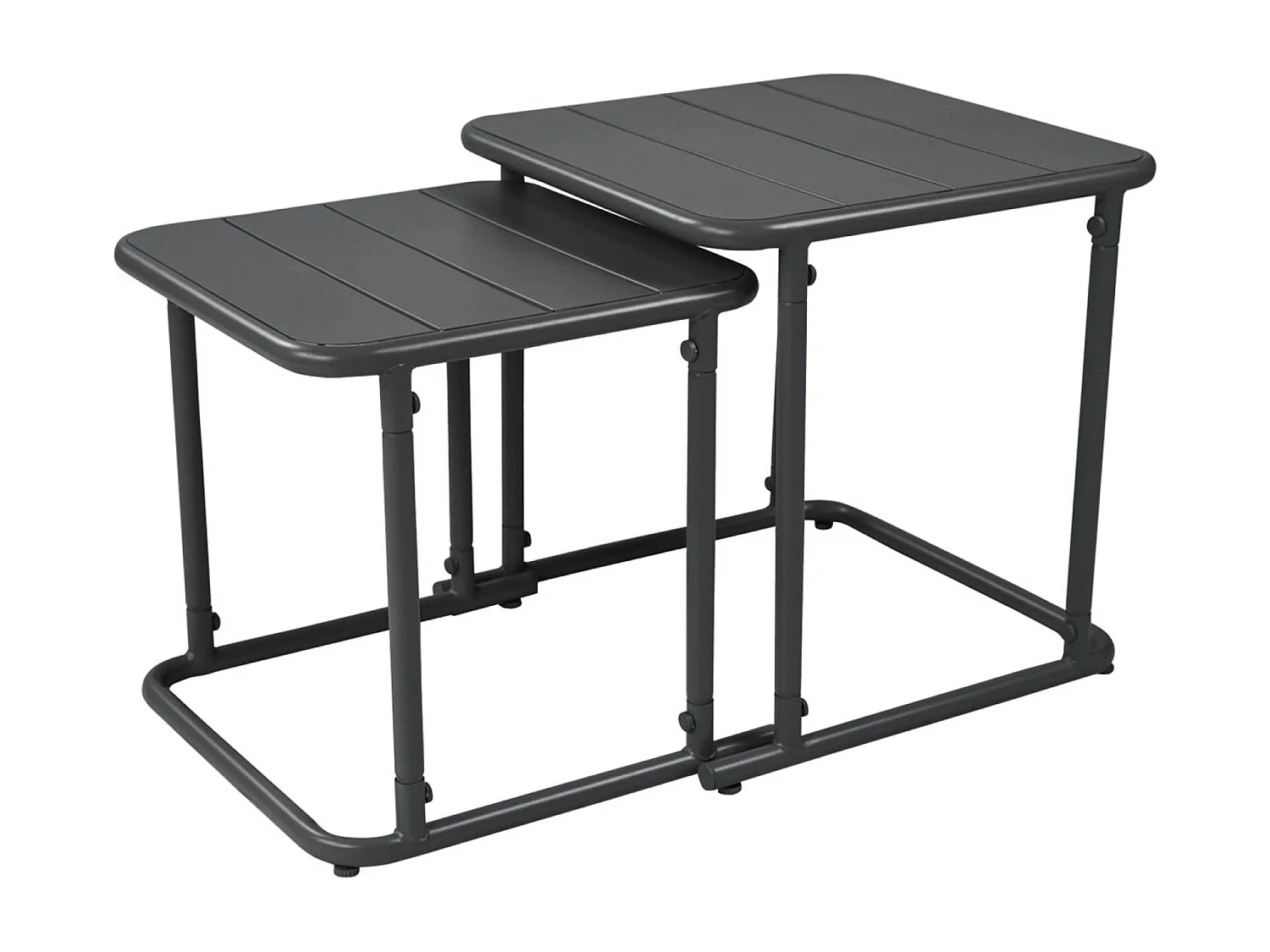 Set tavolini da esterno quadrati in acciaio, antracite