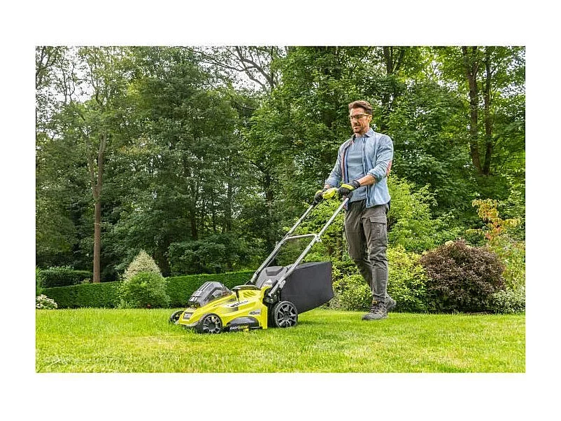 Tondeuse poussée 36V - RYOBI - Ø coupe 40 cm - Ramassage et mulching - 1 batterie lithium+ 36V 5,0 Ah et 1 chargeur 1,7 A
