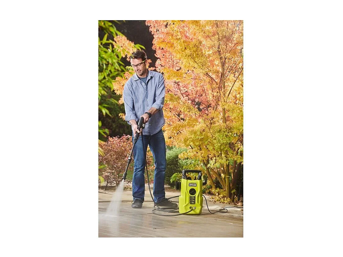 Nettoyeur haute pression - RYOBI - 1400 W - 110 bars - 390 L - Flexible 5 m PVC - Lance vario - Lance turbo - Buse détergent 0,