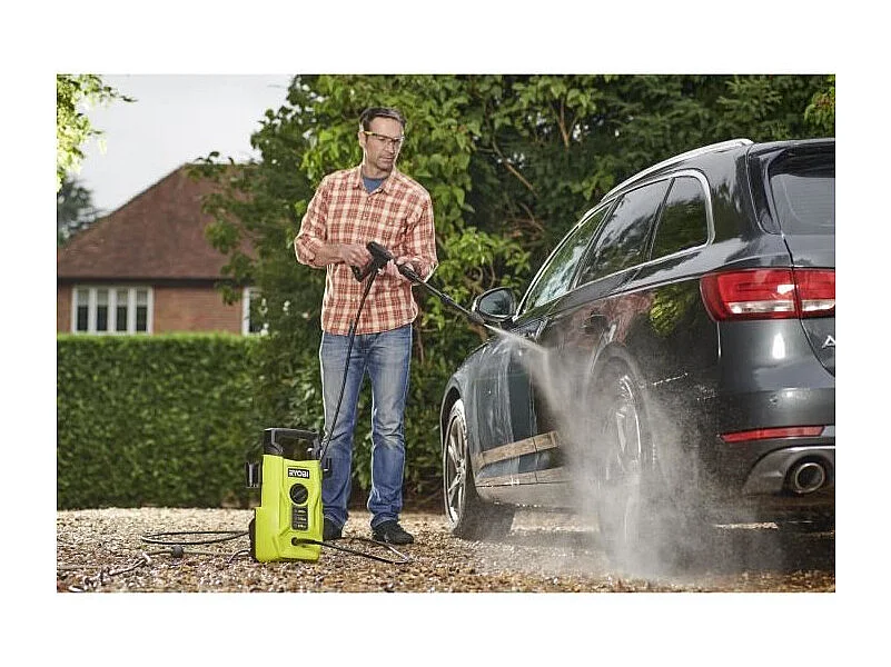 Nettoyeur haute pression - RYOBI - 1400 W - 110 bars - 390 L - Flexible 5 m PVC - Lance vario - Lance turbo - Buse détergent 0,