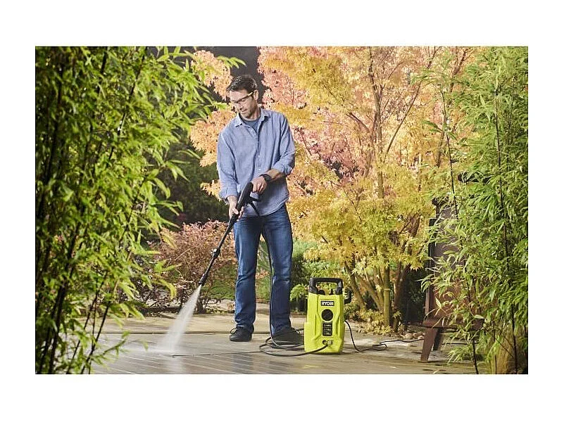 Nettoyeur haute pression - RYOBI - 1400 W - 110 bars - 390 L - Flexible 5 m PVC - Lance vario - Lance turbo - Buse détergent 0,